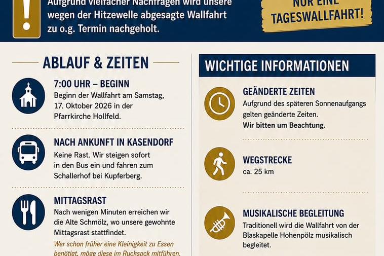 Nachholtermin Wallfahrt 2026